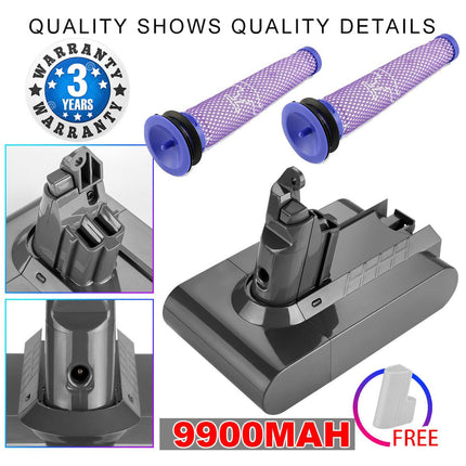 9900MAH For Dyson V6 Battery SV03 SV04 SV09 DC58 DC59 DC61 DC62 DC74 v6 Animal.