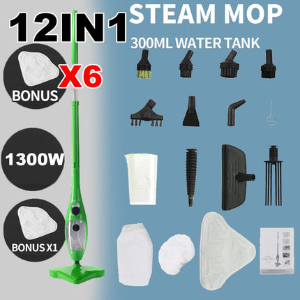 Steam Mop Handheld Carpet Cleaner High Pressure Steamer Floor Cleaning 1300W.