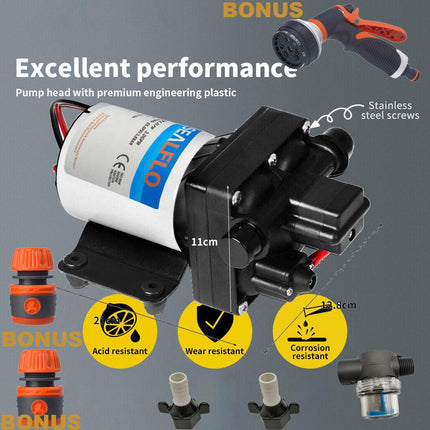 12V SEALFLO Water Pump High Pressure Self-priming rv Camping Boat 55PSI 11.3L/M.