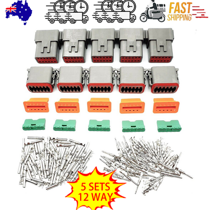 5 Sets DEUTSCH DT SERIES MULTI PLUG WATERPROOF CONNECTOR 12 WAY PIN KIT.