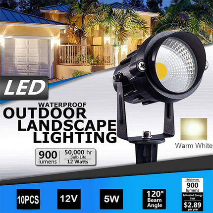 10X LED Spotlights Landscape Warm light Lamp Waterproof Outdoor Garden Yard 12V.