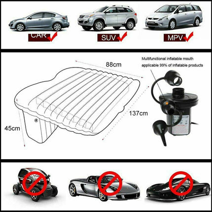 Inflatable Car Back Seat Mattress Portable Camping Travel Air Bed.