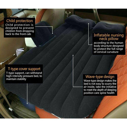 Inflatable Car Back Seat Mattress Portable Camping Travel Air Bed.