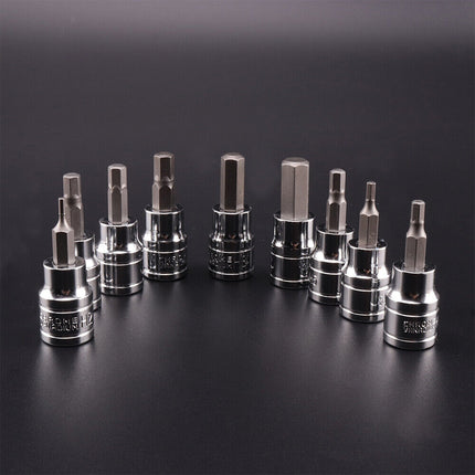 9pcs Allen Key Sockets Hex Bit Socket Set 3/8" Drive Drill Metric Tools 2-10mm.