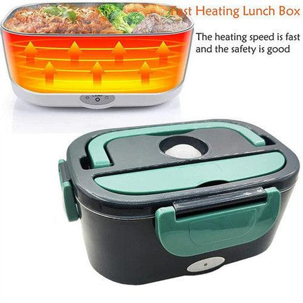 2 in1 Home Car Electric Lunch Box Stainless Steel Food Heating Bento Box AU Plug.