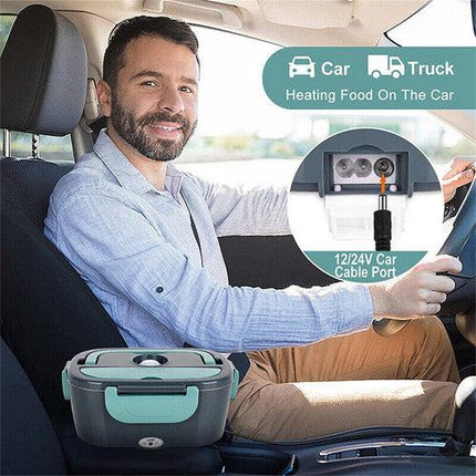 2 in1 Home Car Electric Lunch Box Stainless Steel Food Heating Bento Box AU Plug.