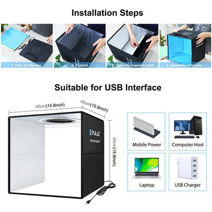 40CM Portable Photo Studio LED Light Tent Bar Cube Soft Box Room Photography.