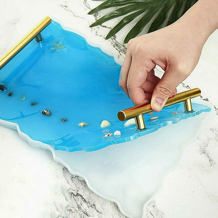 Large Safe Silicone Tray Mould Artist Mold Irregular Coaster Resin Craft Art DIY + 2 Handles.