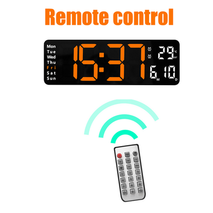 13" Orange Large Digital Big Jumbo LED Wall Desk Clock Display With Temperature Calendar.