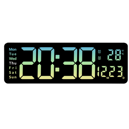 16" Green gradient color Large Digital Big Jumbo LED Wall Desk Clock Display With Temperature Calendar.