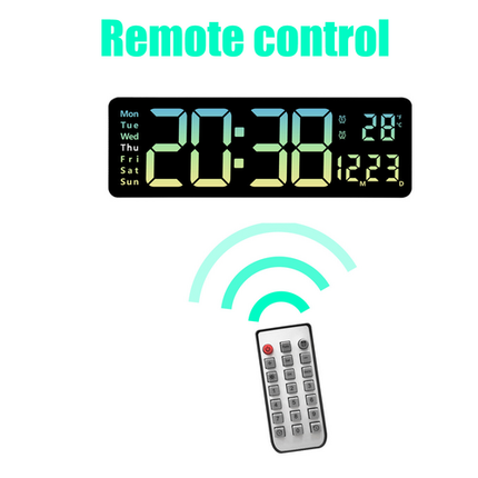 16" Green gradient color Large Digital Big Jumbo LED Wall Desk Clock Display With Temperature Calendar.