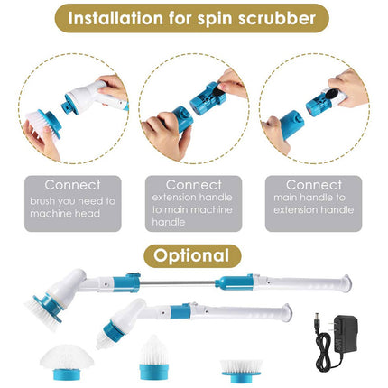 Electric Cordless Spin Scrubber Super Power Scrubber Turbo Scrub Clean Brush.