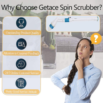 Electric Cordless Spin Scrubber Super Power Scrubber Turbo Scrub Clean Brush.
