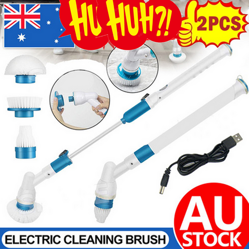 2PCS Rechargeable Spin Scrubber Electric Turbo Scrub Cleaning Brush Cordless Kit.