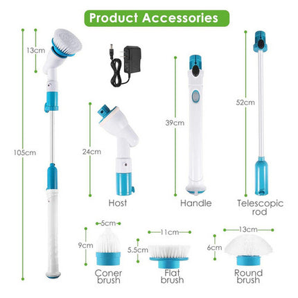 2PCS Rechargeable Spin Scrubber Electric Turbo Scrub Cleaning Brush Cordless Kit.