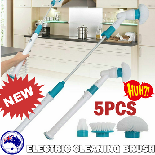 5PCS Rechargeable Spin Scrubber Electric Turbo Scrub Cleaning Brush Cordless Kit.