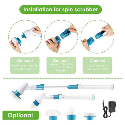 5PCS Rechargeable Spin Scrubber Electric Turbo Scrub Cleaning Brush Cordless Kit.