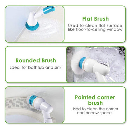 5PCS Rechargeable Spin Scrubber Electric Turbo Scrub Cleaning Brush Cordless Kit.