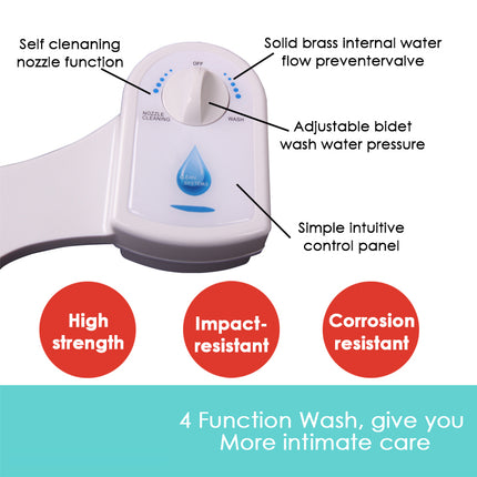 Toilet Bidet Seat Hygiene Water Wash Clean Unisex Easy Attachment Dual Nozzles.