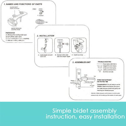 Toilet Bidet Seat Hygiene Water Wash Clean Unisex Easy Attachment Dual Nozzles.