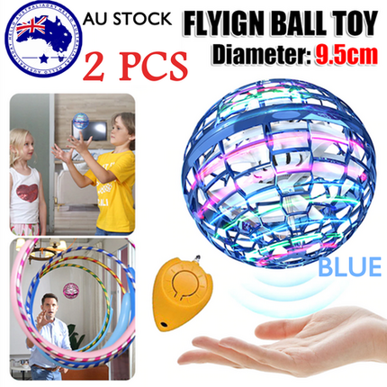 2pcs BLUE Flying Ball Mini Hand UFO Toys Drone Helicopter Hover Quadcopter Kids Toys Gifts.