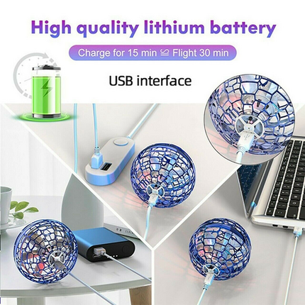 2pcs BLUE Flying Ball Mini Hand UFO Toys Drone Helicopter Hover Quadcopter Kids Toys Gifts.