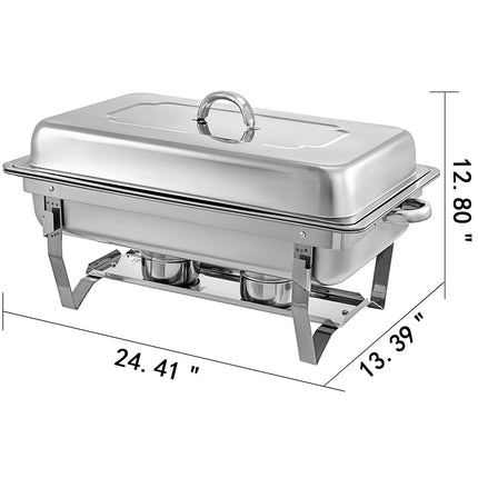 9L Chafing Dish Set Buffet Pan Bain Marie Bow Stainless Steel Food Warmer.