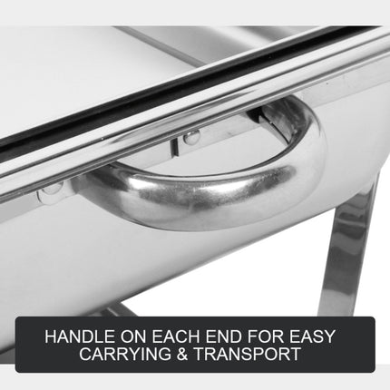 9L Chafing Dish Set Buffet Pan Bain Marie Bow Stainless Steel Food Warmer.