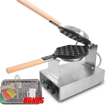 Commercial Electric Egg Puff Bubble Cake Waffle Egg Maker Machine Nonstick.
