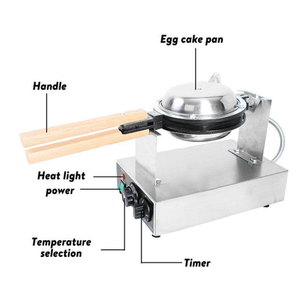 Commercial Electric Egg Puff Bubble Cake Waffle Egg Maker Machine Nonstick.