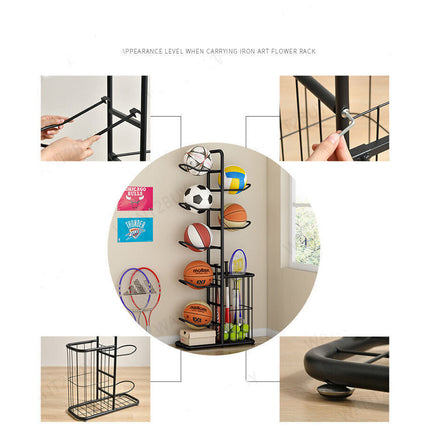 Basketball Soccer Storage Rack Sport Ball Organizer Ball Holder Display Stand With Basket.