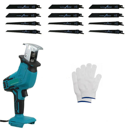 Blue Cordless Electric Reciprocating Saw Cutter with Blades without battery.