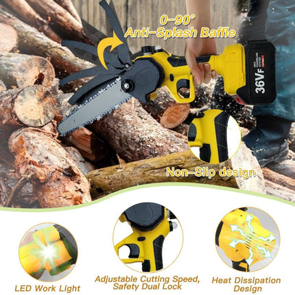 36V 8" Mini Cordless Electric Chainsaw 2XBattery 36V Wood Cutter Rechargeable.