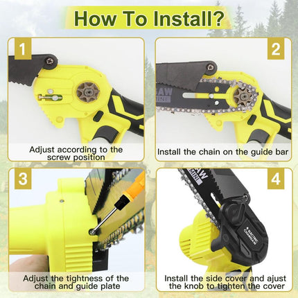 36V 8" Mini Cordless Electric Chainsaw 2XBattery 36V Wood Cutter Rechargeable.