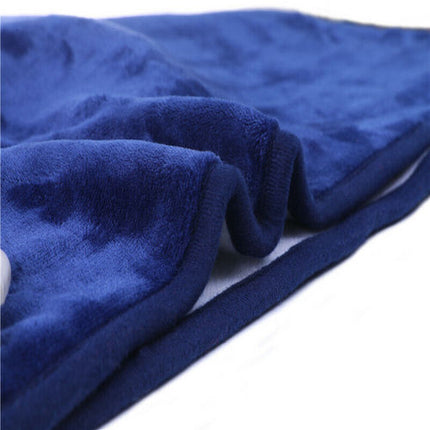 Double-side Flannel Heated Electric Throw Rug Blanket Fast Heating Warm Washable BLUE.