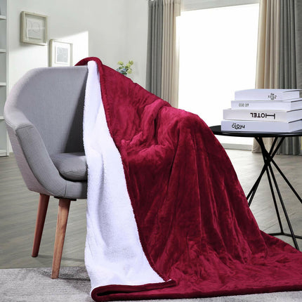 Double-side Flannel Heated Electric Throw Rug Blanket Fast Heating Warm Washable RED.