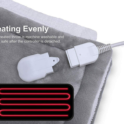 Double-side Flannel Heated Electric Throw Rug Blanket Fast Heating Warm Washable RED.