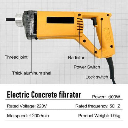 Portable Handheld Electric Concrete Cement Mixing Vibrator w/Flexible Hose MAX1800W.