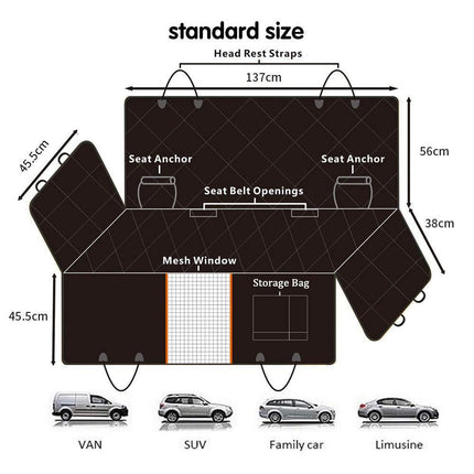 Premium Waterproof Pet Cat Dog Back Car Seat Cover Hammock Nonslip Protector Mat.