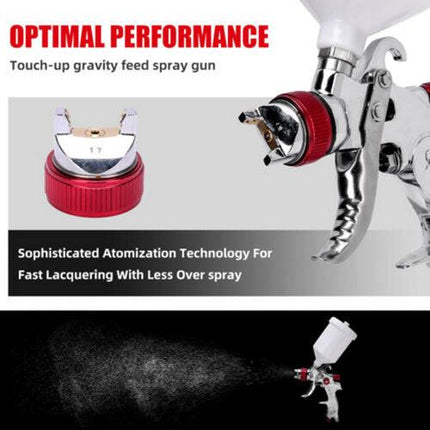 Spray Gun Kit HVLP Gravity Feed Air Paint Sprayer 3 Nozzles 1.4mm 1.7mm 2mm.