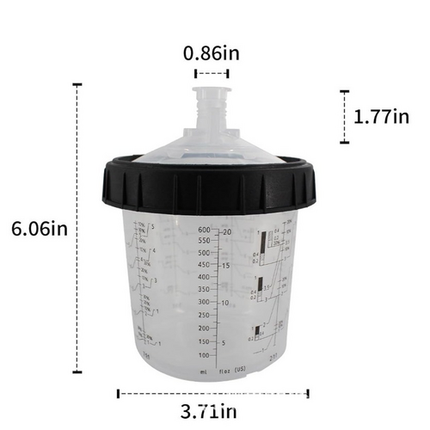 50 Sets Paint Spray Gun Cup Lids Liners Kit with Micron Filter  600ML Clear.
