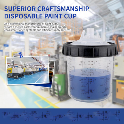 50 Sets Paint Spray Gun Cup Lids Liners Kit with Micron Filter  600ML Clear.