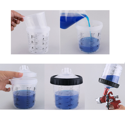 50 Sets Paint Spray Gun Cup Lids Liners Kit with Micron Filter  600ML Clear.