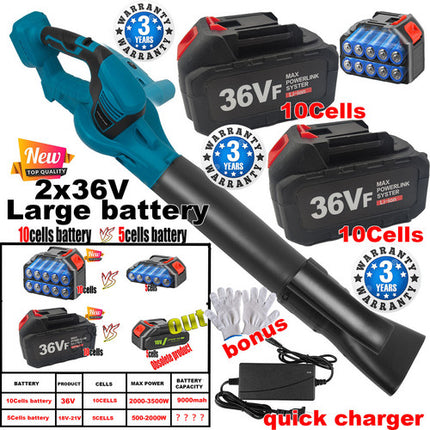 Cordless Garden Leaf Dust Blower Handheld For Makita With 2Battery & Charger 36V.