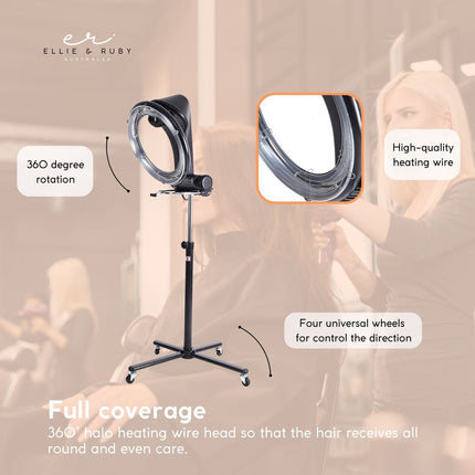 New Standing Hair Dryer Accelerator Colour 360 Rotating Halo Rolling Salon Equipment.