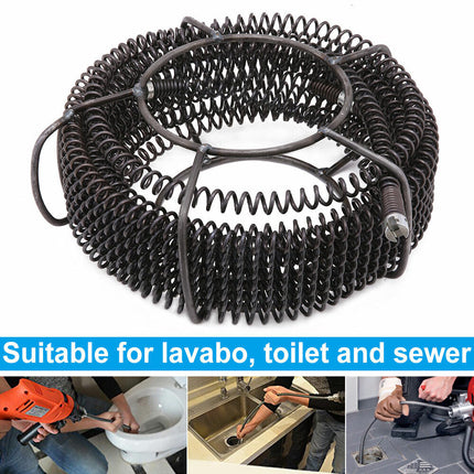 Plumber Drain Snake Pipe Metal Cleaner Pipeline Sewer 12M + 6 Drill Bit Tool DIY.