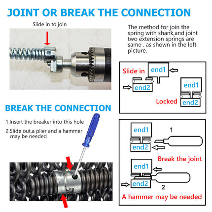 Plumber Drain Snake Pipe Metal Cleaner Pipeline Sewer 12M + 6 Drill Bit Tool DIY.