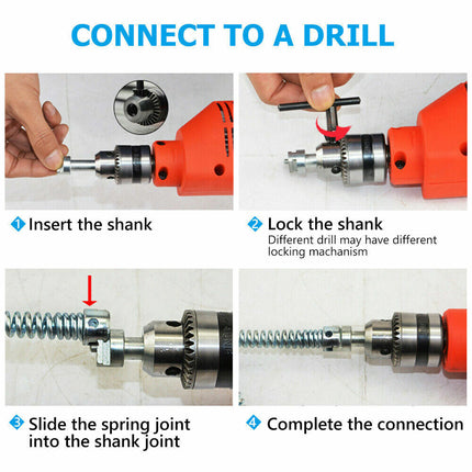 Plumber Drain Snake Pipe Metal Cleaner Pipeline Sewer 12M + 6 Drill Bit Tool DIY.