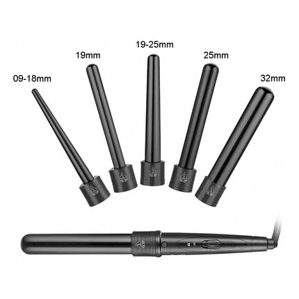 5 in 1 Hair Curler Wand Set Ceramic Styling Curling Iron Roller Barrel LED+Glove.