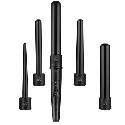 5 in 1 Hair Curler Wand Set Ceramic Styling Curling Iron Roller Barrel LED+Glove.
